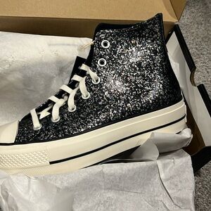 Glitter high top platform converse